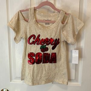 Jessica Simpson girls cherry soda tee open shoulder size 6